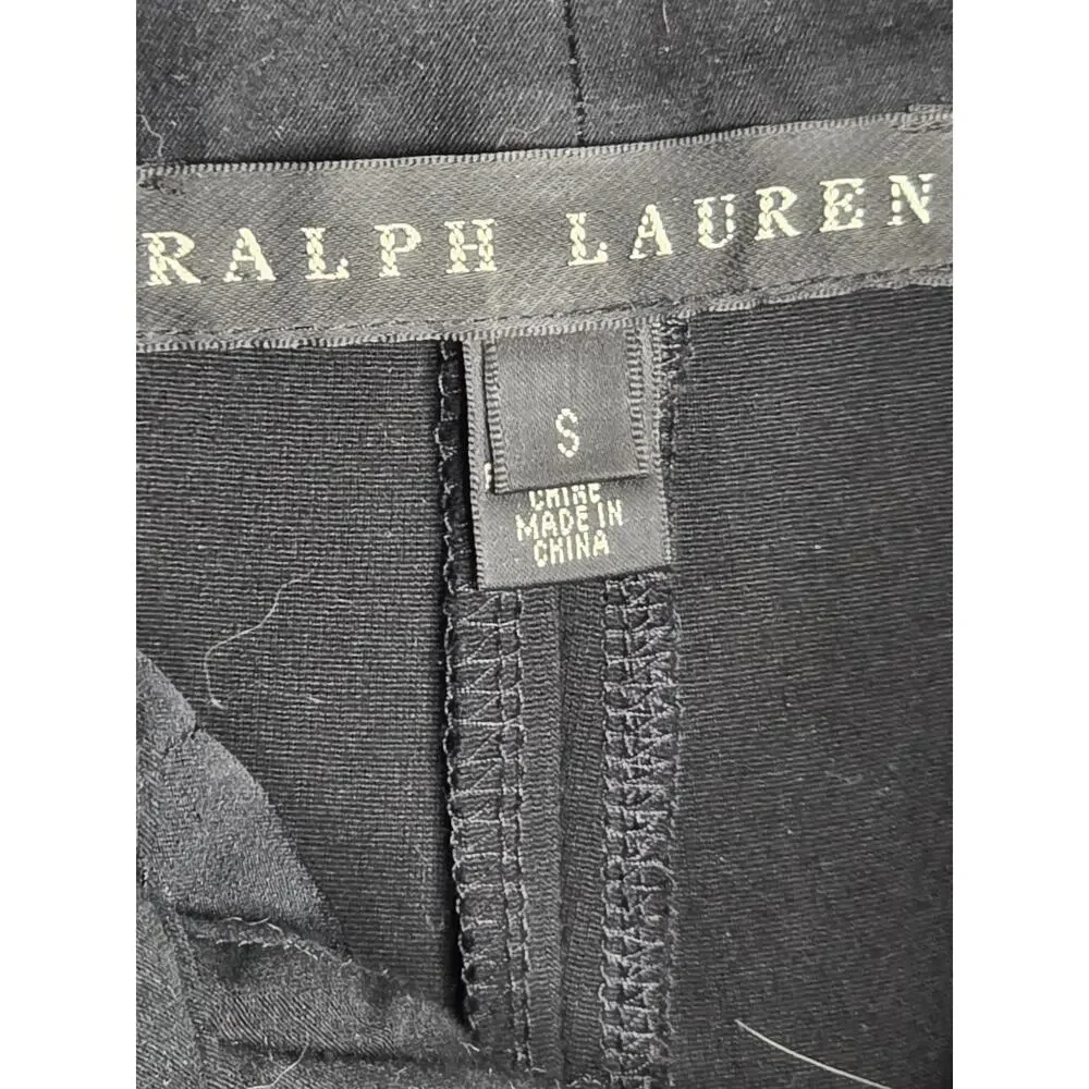 Ralph Lauren Size S Black Slim Fit Trousers With Leather-Look Trim
